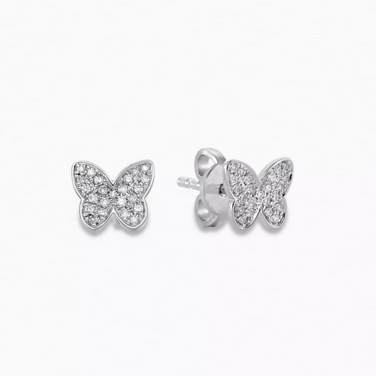 18ct white gold diamond butterfly stud earrings