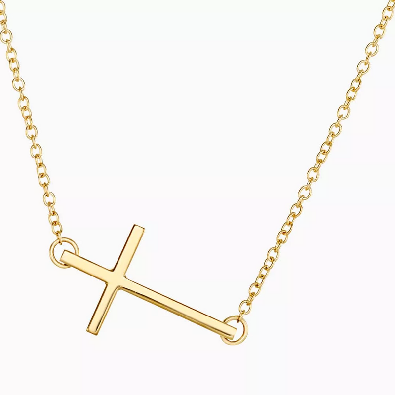 18ct yellow gold 42cm cross necklace
