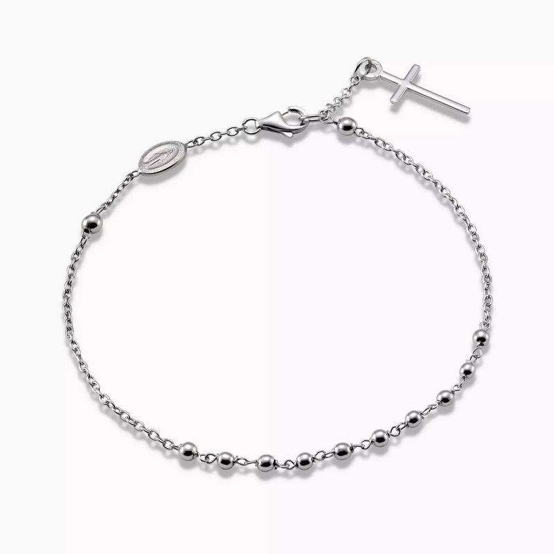 18ct white gold rosary bracelet.