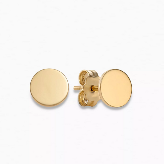 18ct yellow gold round plate earrings