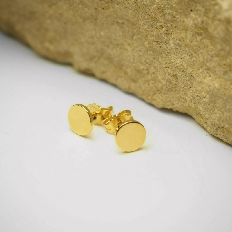 18ct yellow gold round plate earrings