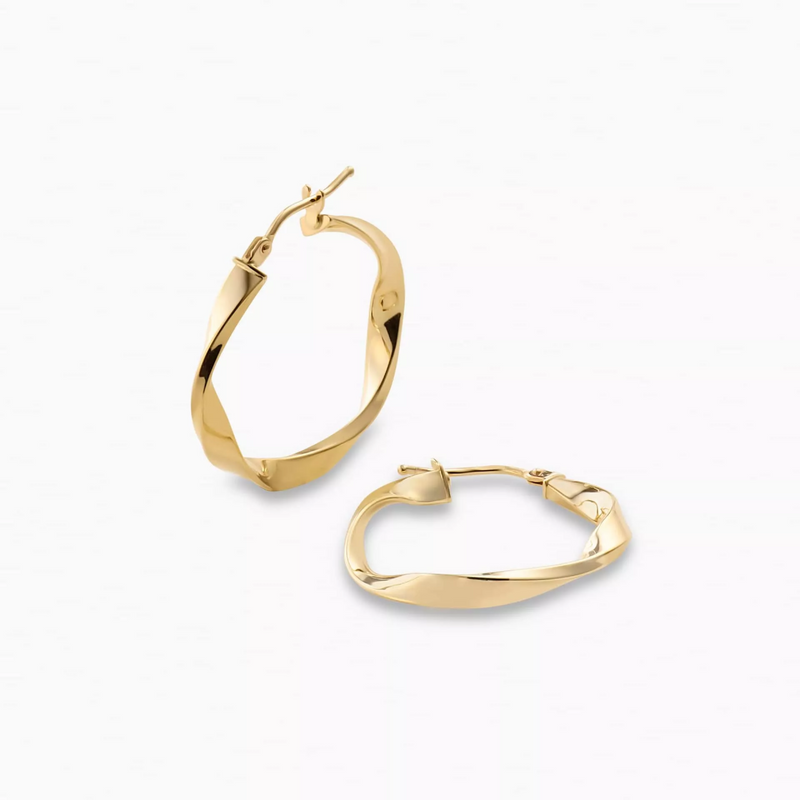 18ct yellow gold 20mm twist hoop earrings