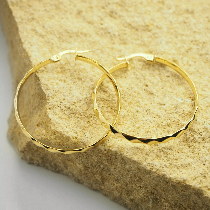 A pair of 18ct yellow gold 30mm hoop earrings 