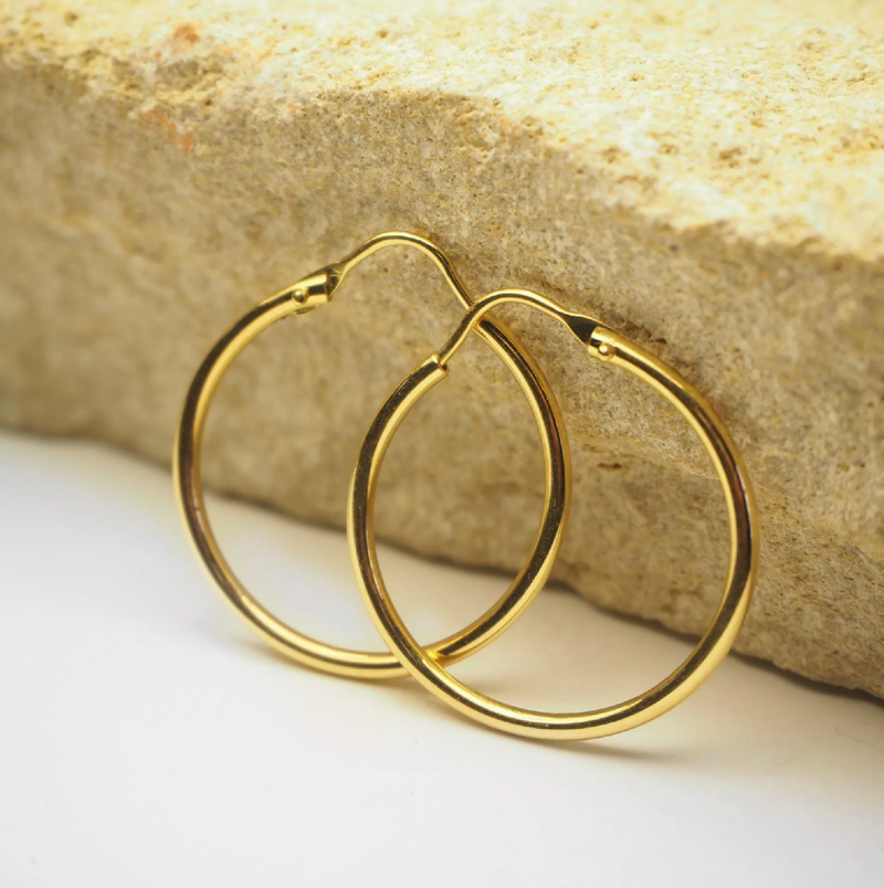 18ct yellow gold hoop earrings 20mm