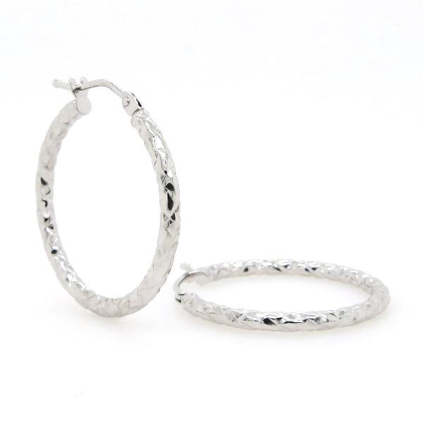18ct white gold hollowed hoop earrings Diameter 20mm