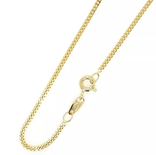 18ct yellow gold 50cm fine flat curb link chain