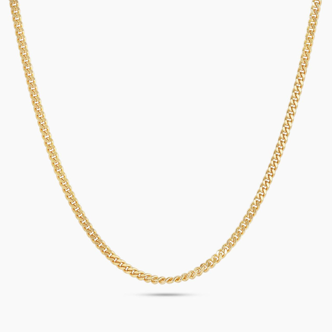 18ct yellow gold 50cm fine flat curb link chain with spring ring clasp