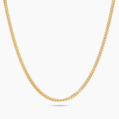 18ct yellow gold 50cm fine flat curb link chain with spring ring clasp