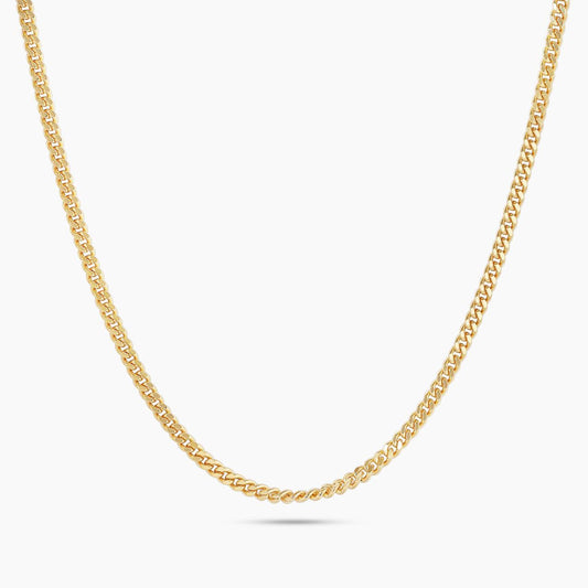 18ct yellow gold 50cm fine flat curb link chain with spring ring clasp