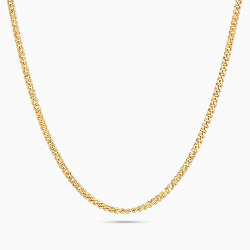 18ct yellow gold 50cm fine flat curb link chain with spring ring clasp