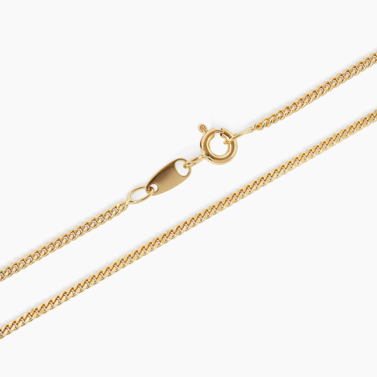 18ct yellow gold 50cm fine flat curb link chain with spring ring clasp