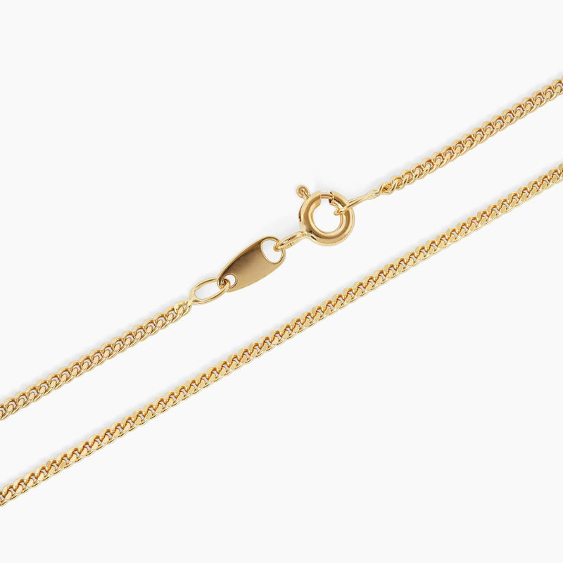 18ct yellow gold 50cm fine flat curb link chain with spring ring clasp