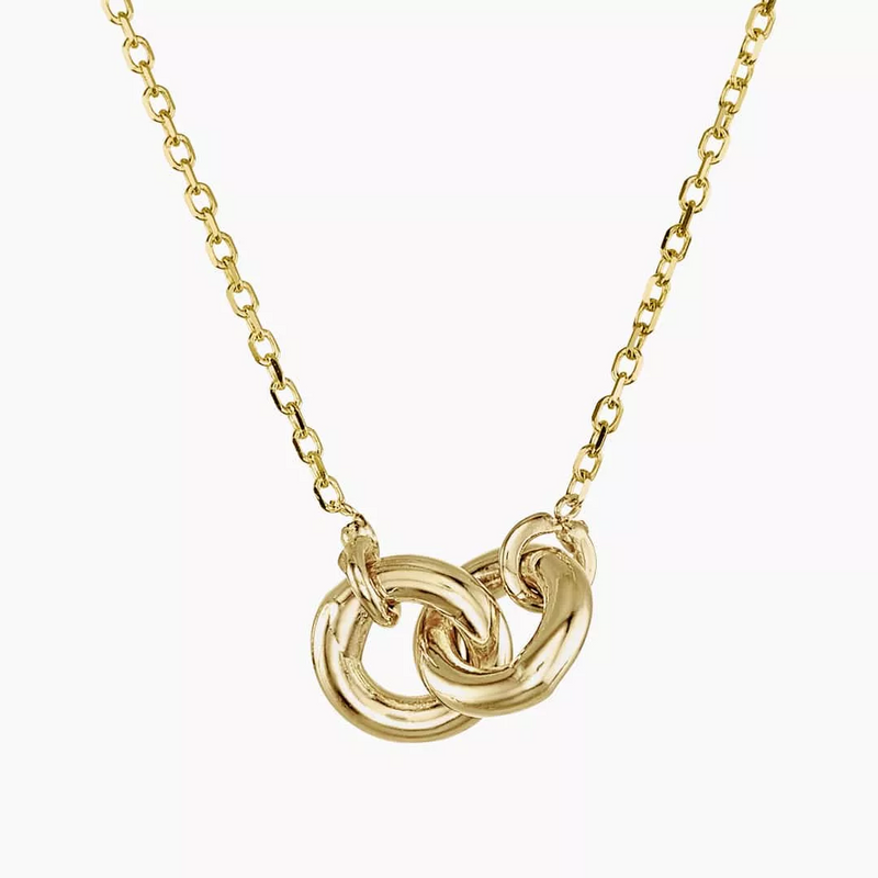 18ct yellow gold double circle necklace