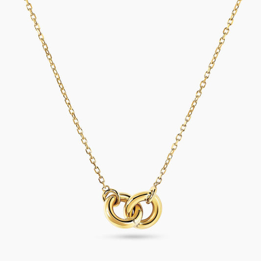 18ct yellow gold double circle necklace