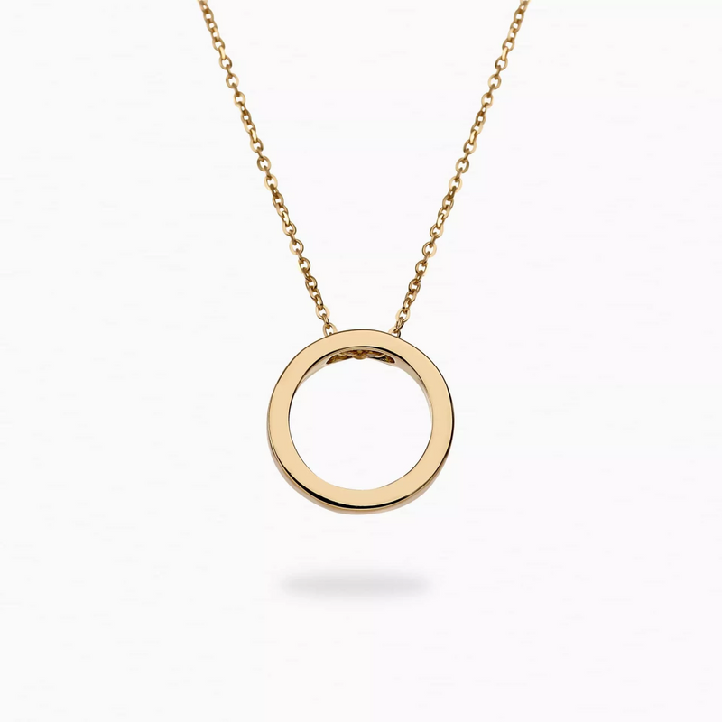 18ct yellow gold open circle necklace