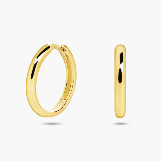 18ct yellow gold small hoop earrings 10mm