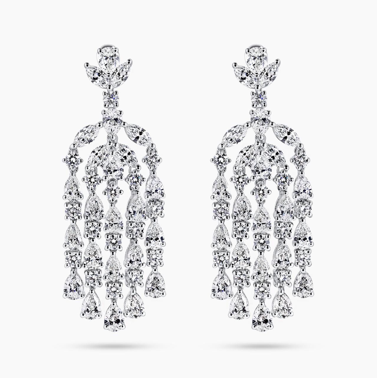 BIANCA NOTTE - 18ct white gold marquise pear and round diamond drop earrings