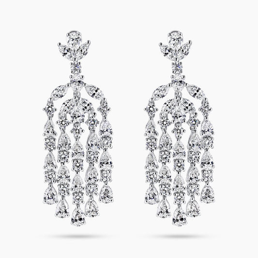BIANCA NOTTE - 18ct white gold marquise pear and round diamond drop earrings