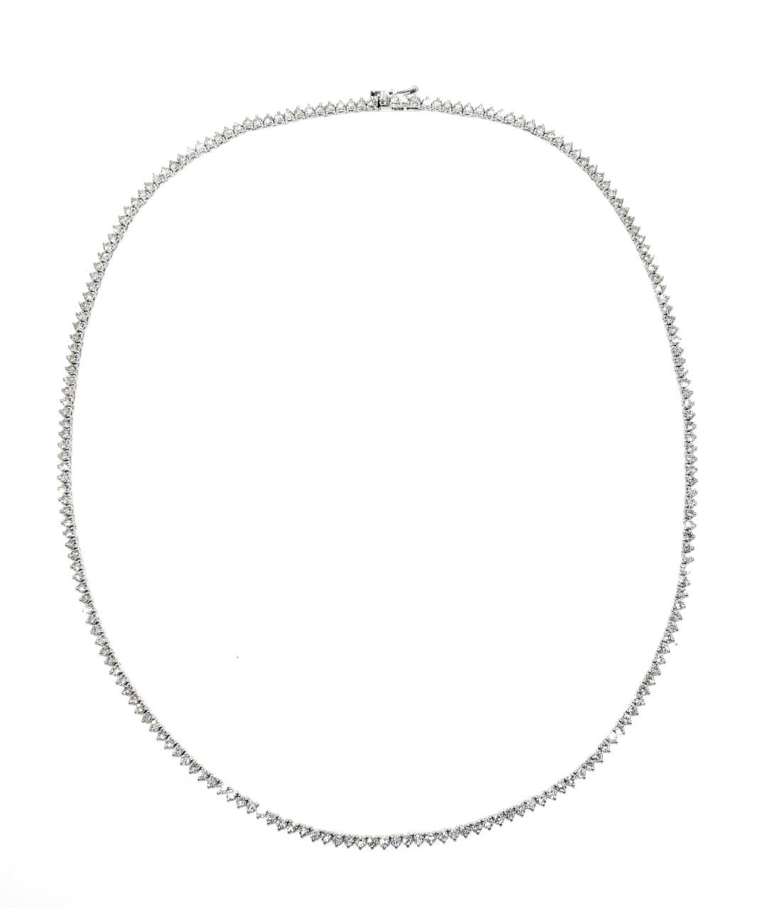 18ct white gold 3 claw diamond tennis necklace