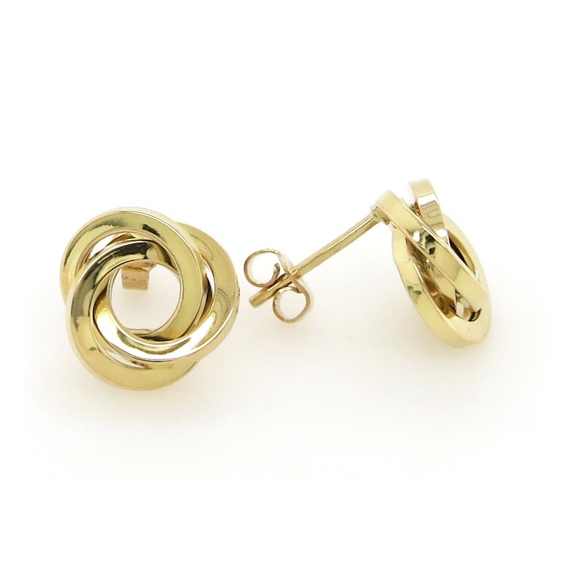 18ct yellow gold circle twist stud earrings