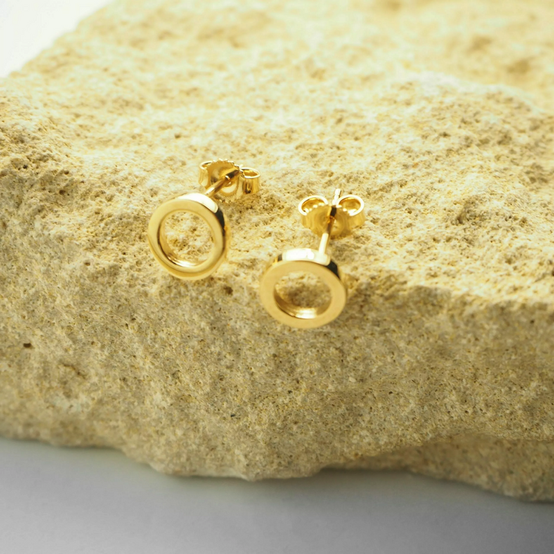 A pair of 18ct yellow gold open circle stud earrings