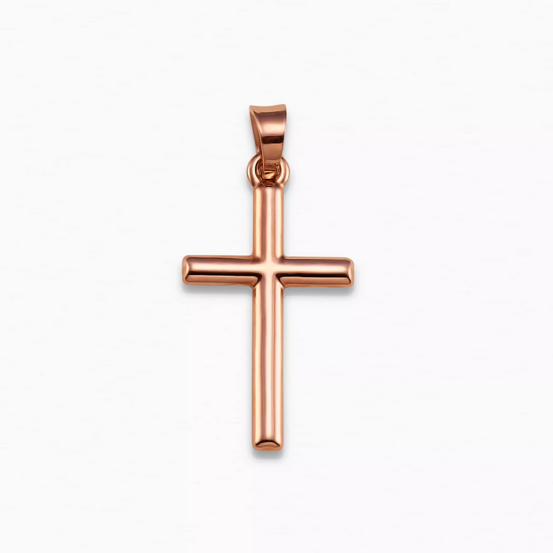 18ct rose gold cross pendant 2cm