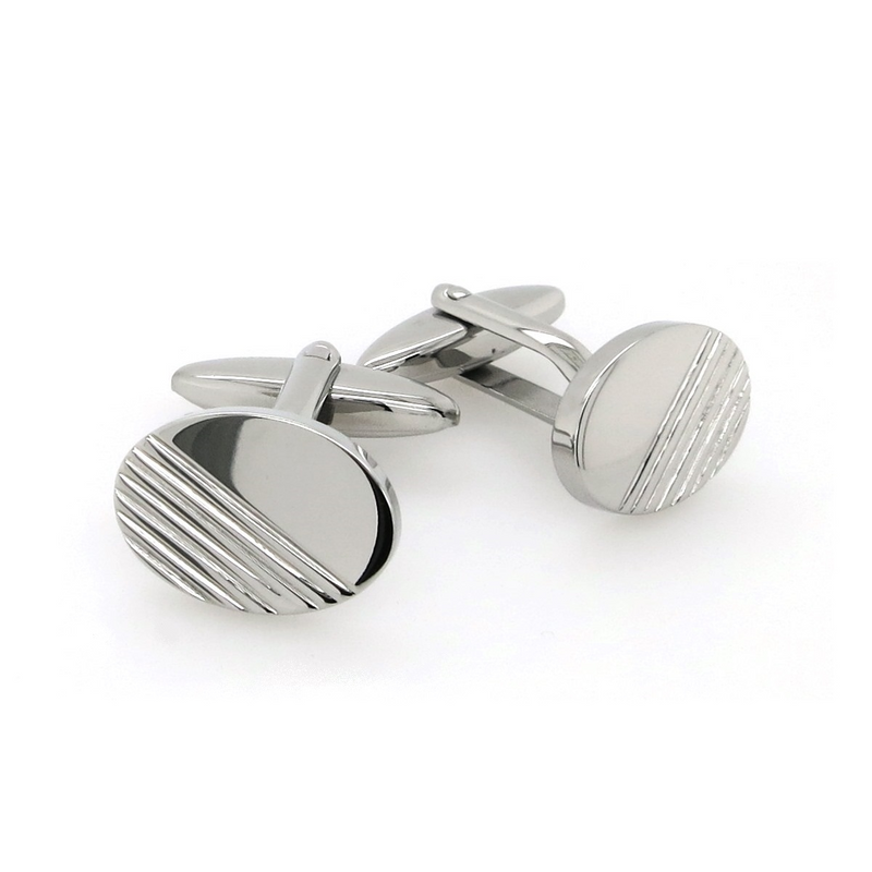 Stainless steel oval shape linea cufflinks
