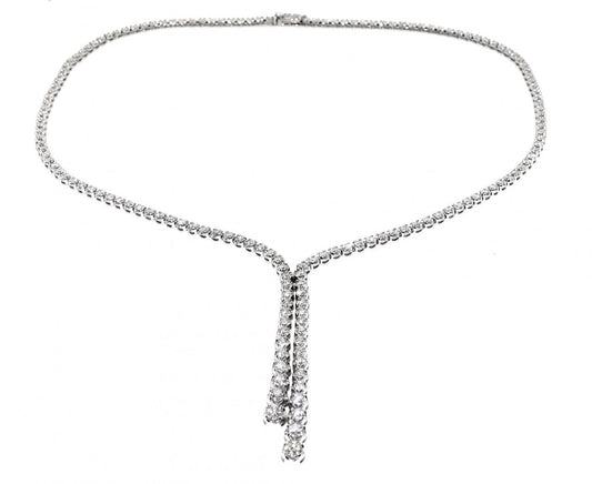 18ct white gold diamond tassel necklace