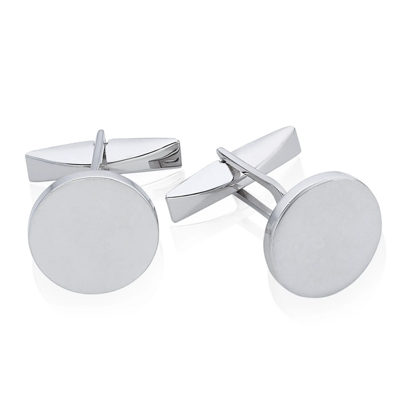 Silver round 14mm diameter cufflinks
