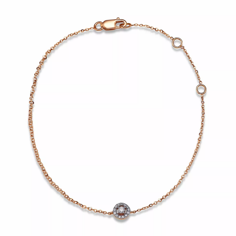 18ct rose gold round cluster diamond bracelet
