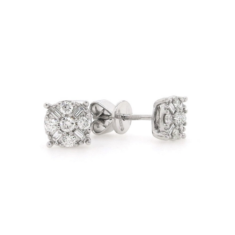 18ct white gold diamond cluster stud earrings