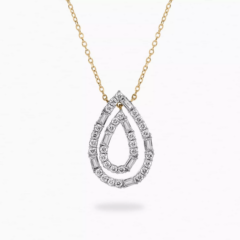 18ct yellow gold double pear shape diamond necklace