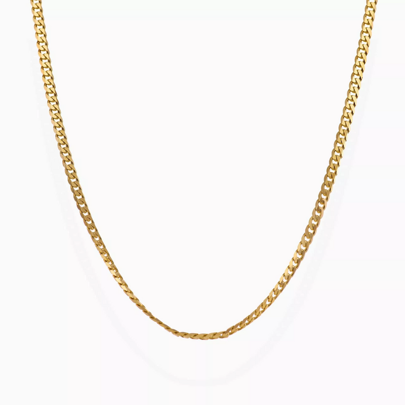 18ct yellow gold 50cm flat curb link chain
