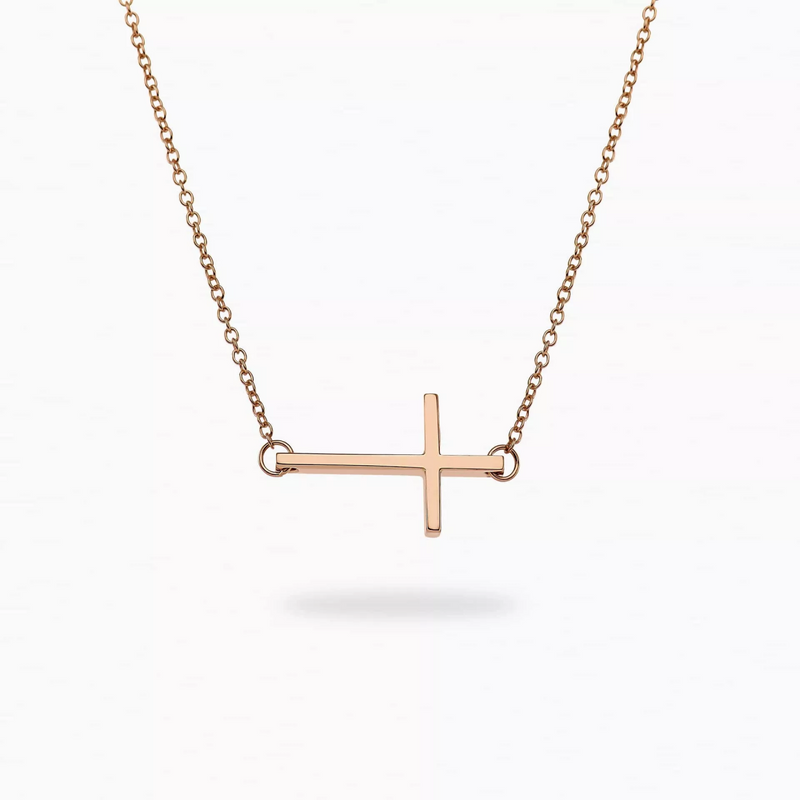 18ct rose gold cross necklace