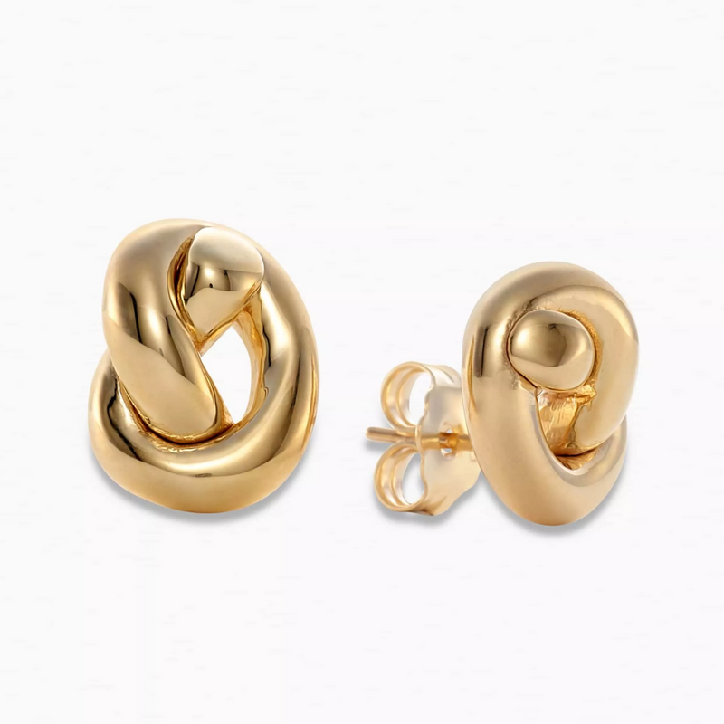 A pair of 18ct yellow gold knot stud earrings.