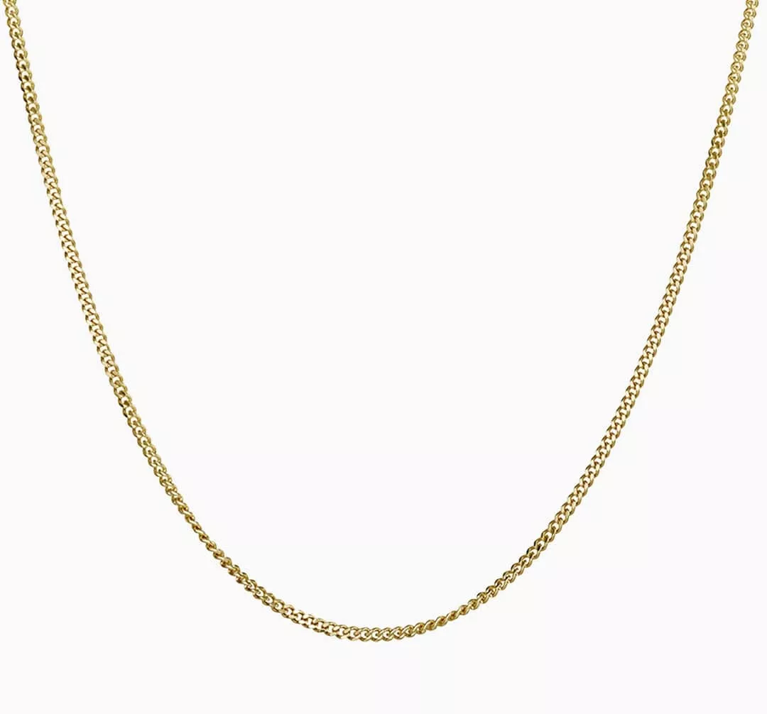 18ct yellow gold 50cm fine curb link chain with spring ring clasp