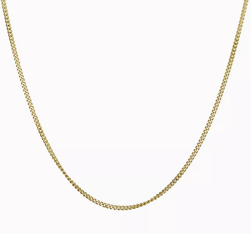 18ct yellow gold 50cm fine curb link chain with spring ring clasp