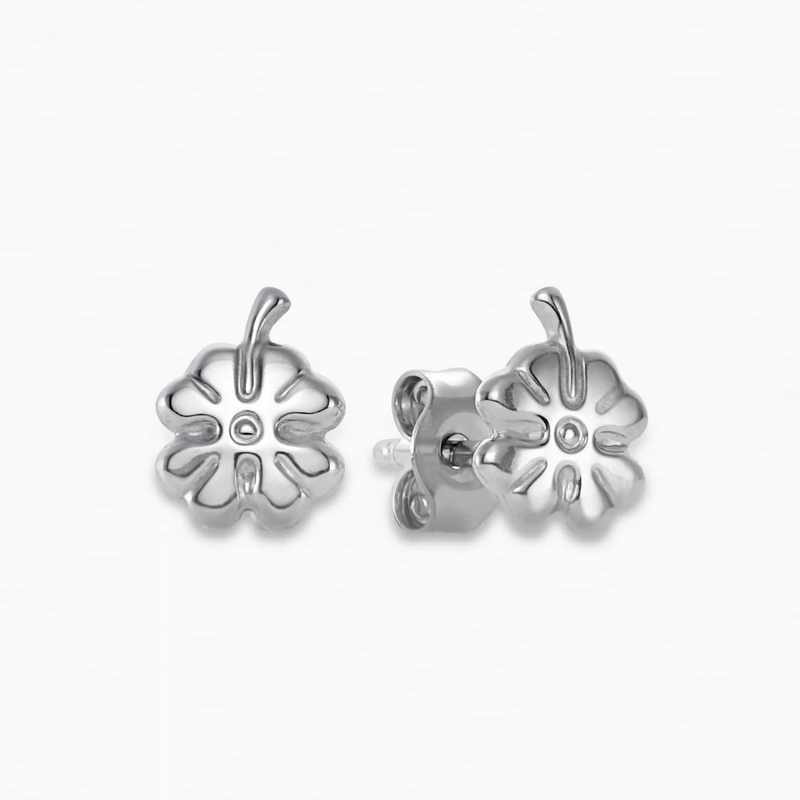 A pair of 18ct white gold four-leaf clover stud earrings.