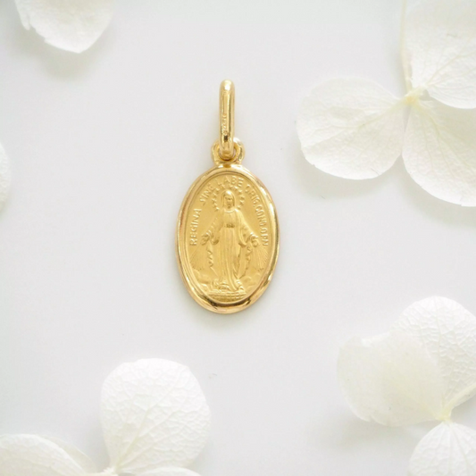 18ct yellow gold “Miraculous” oval medal pendant