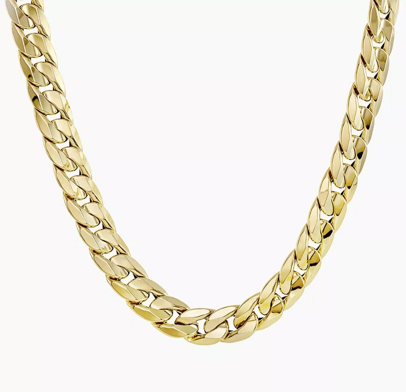 18ct yellow gold 45cm chunky curb hollow chain with lobster clasp