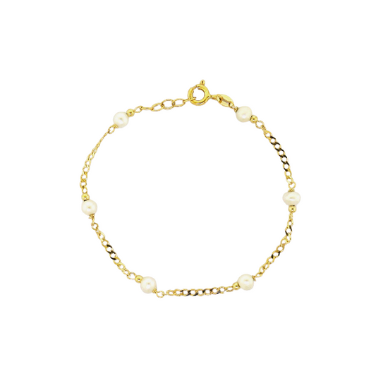 18ct yellow gold pearl baby bracelet