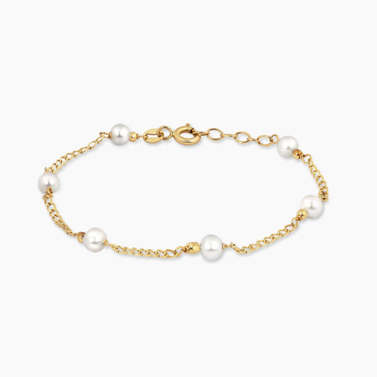 18ct yellow gold pearl baby bracelet