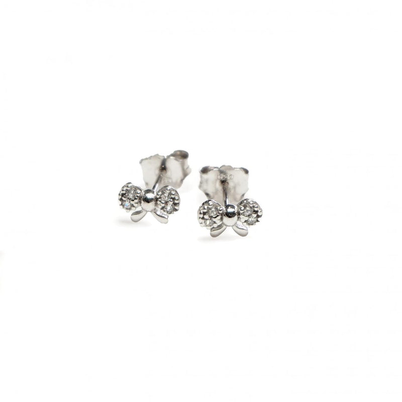 18ct white gold bow stud earrings