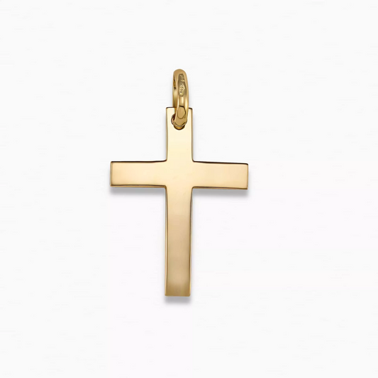 18ct yellow gold plain cross pendant 20mm