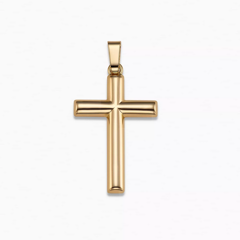 18ct yellow gold cross pendant 38mm