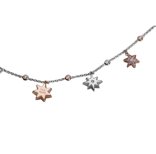 The Pink Starlet- 18ct white and rose gold Australian pink diamond necklace