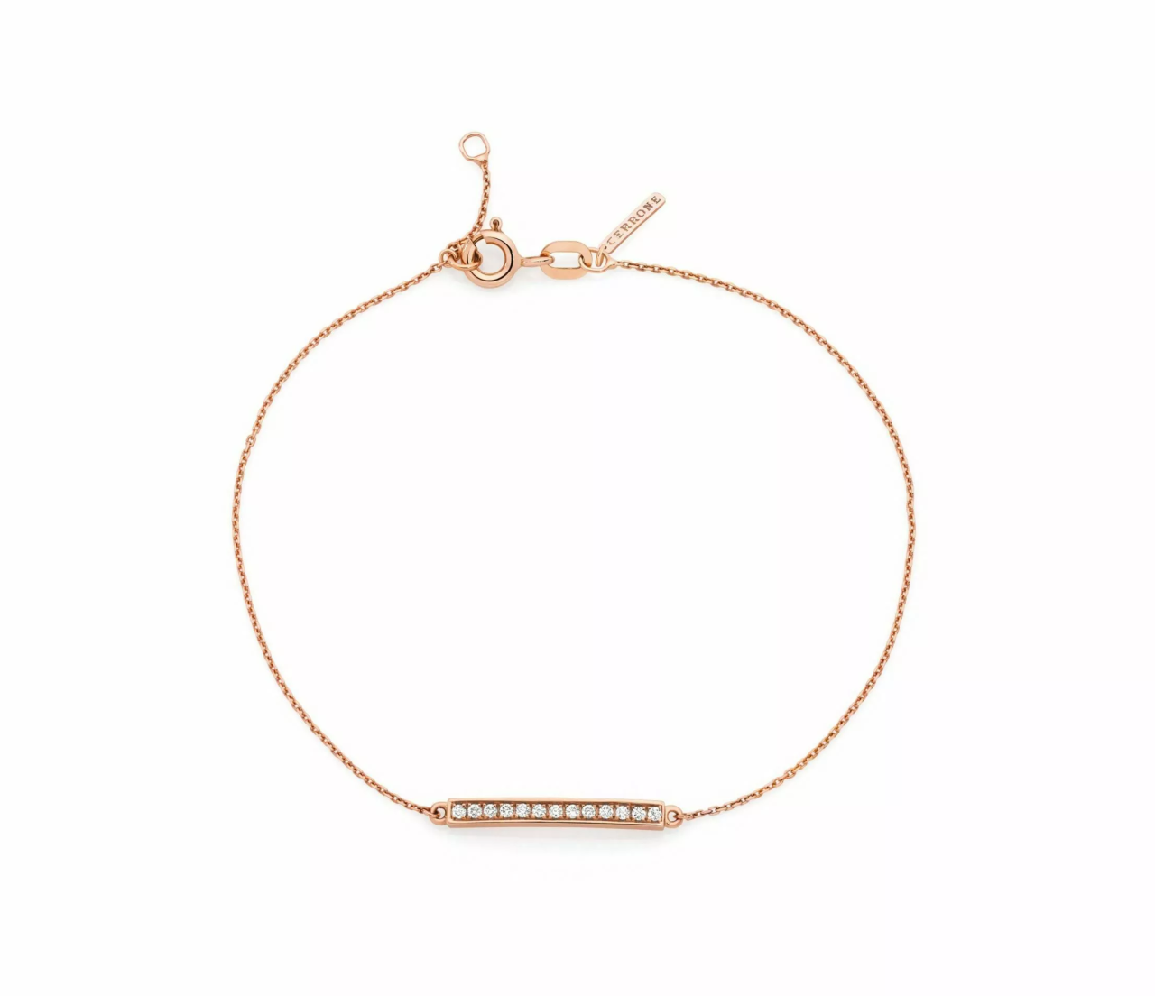 18ct rose gold diamond bar bracelet
