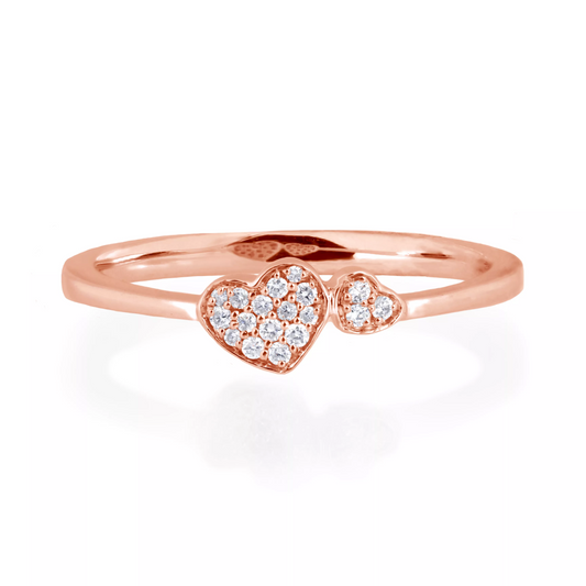 18ct rose gold diamond pave set heart ring