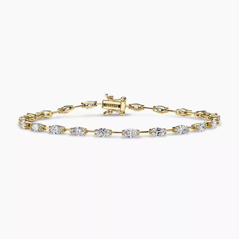 18ct yellow gold marquise cut diamond bracelet