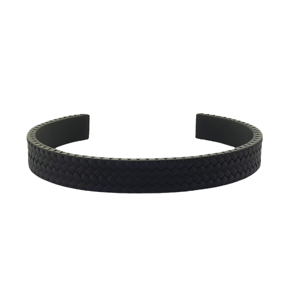 Ion Plated black stainless steel tyre pattern mens cuff